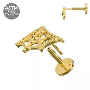 G23 Titanium Spiderweb Wing Threadless Pin Tragus Top with Labret