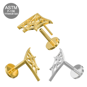 G23 Titanium Spiderweb Wing Threadless Pin Tragus Top with Labret