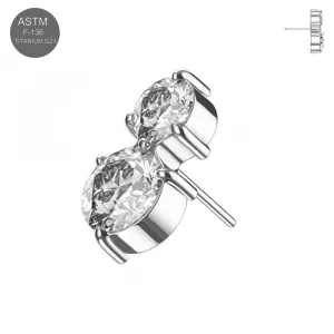 Implant Grade Titanium Double Oval CZ Threadless Pin Top