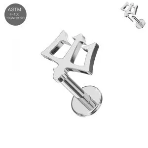 G23 Titanium Trident Symbol Threadless Pin Tragus Top with Labret