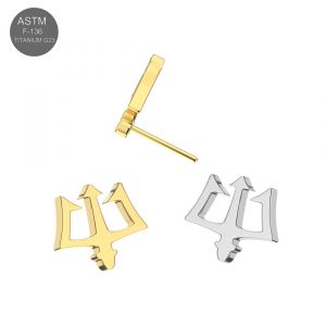 G23 Titanium Trident Symbol Threadless Pin Top