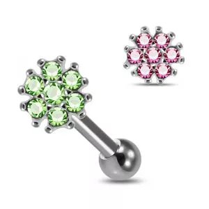 Flower CZ Jeweled 925 Sterling Silver Cartilage Tragus Piercing Ear Stud