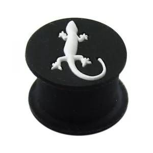 Embossed White Gecko Silicone Ear Plug