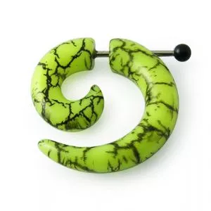 Surgical Steel & UV Spiral Marble Fake Ear Plug