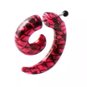 Black Pattern in Pink Spiral Fake UV Ear Taper