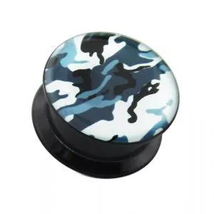 White Army Pattern UV Internal Screw Fit Ear Tunnel