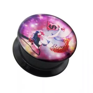 Mermaid with Gun UV Internal Screw Fit Ear Tunnel