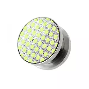 Light Green Dots on White Glitter Ear tunnel gauges