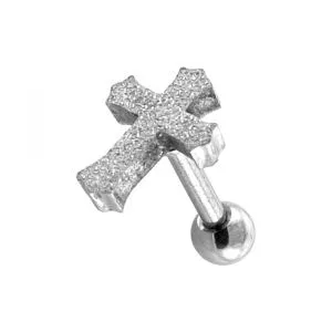PVD Plated Glittering Cross Tragus Piercings