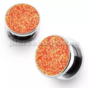 Glittering Orange Screw Fit Flesh Tunnel