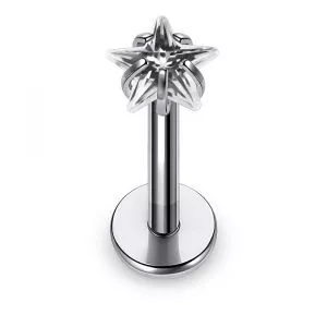 Surgical Steel Internal Threaded Labret with Star Jeweled Top
