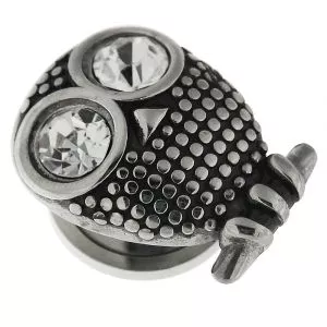 Clear CZ Eye Surgical Steel Owl Flesh Tunnel