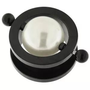 Black PVD Plated Surgical Steel Flesh Tunnel with Pearl in Center
