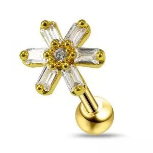 Square Crystal Flower Cartilage Helix Tragus Piercing Ear Stud