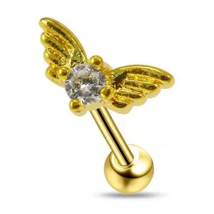 Jeweled Wings Heart Cartilage Helix Tragus Piercing Ear Stud