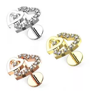 Jeweled Twin Heart Cartilage Helix Tragus Piercing Ear Stud