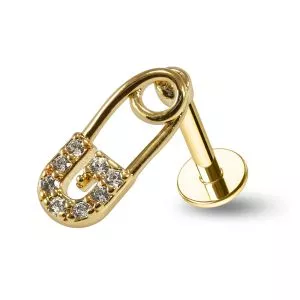 Jeweled Safety Pin Cartilage Helix Tragus Piercing Ear Stud