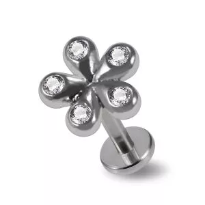 Surgical Steel Daisy Flower Cartilage with 5 CZ Tragus Earring