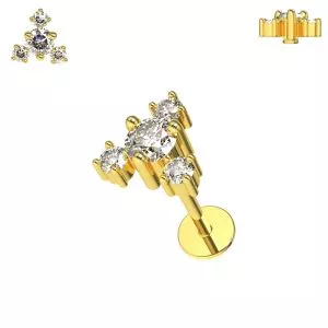 Jeweled Trinity Surgical Steel Helix Tragus Piercing Ear Stud