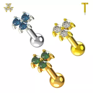 Sterling Silver Triple Gemstone Cartilage Helix Tragus Piercing Ear Stud