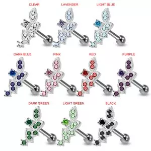 925 Sterling Silver CZ Jeweled Floral Cartilage Tragus Piercing Ear Stud