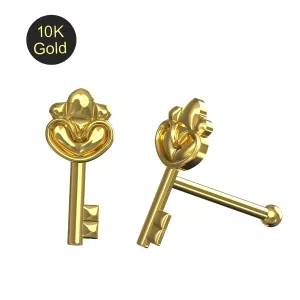 10K Gold Ball End Key Nose Pin stud