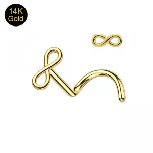 14K Yellow Gold Infinity Design Nose Screw (20G)