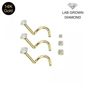 14K Yellow Gold Lab-Grown Diamond Screw-Type Nose Stud (22G)