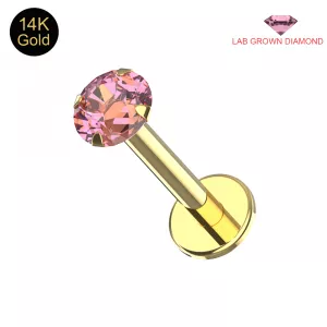 Wholesale 14K Gold Lab Grown Diamond Body Jewelry - Internal threaded Top with Labret - Jewelry image
