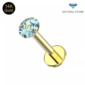 14K Gold Natural Stone Internal threaded Top with Labret
