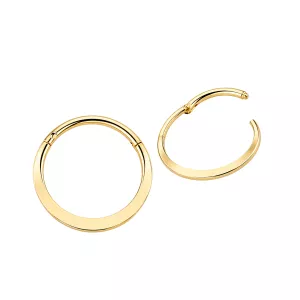 14K Solid Yellow Gold Oval Flat Profile Hinged Segment Clicker Ring | 16G
