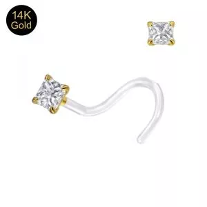 Bio-Plast Nose Screw with 14K Gold Square Head