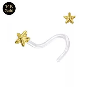 Bio-Plast Nose Screw Ring With Star Shaped 14K Gold Head