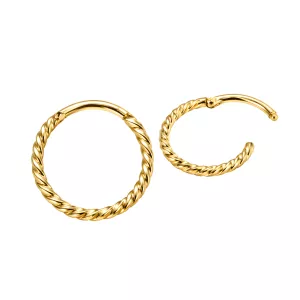 14K Yellow Gold Twisted Hinged Segment Clicker Ring | 18G