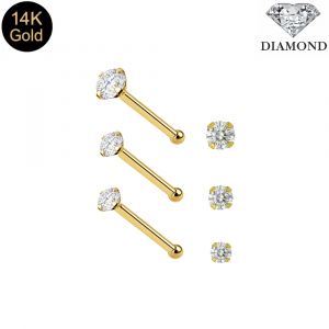 14K Gold Genuine Diamond ball End Nose Pin