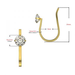 9K Yellow Gold CZ Jeweled Fake Non Piercing Cuff Jewelry