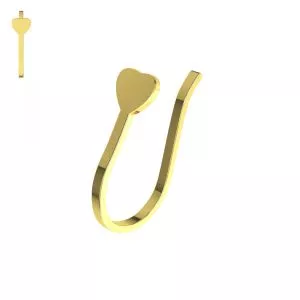 9K Yellow Gold Plain Heart Fake Non Piercing Cuff Jewelry