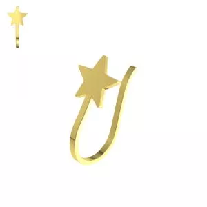 9K Yellow Gold Star Fake Non Piercing Cuff Jewelry