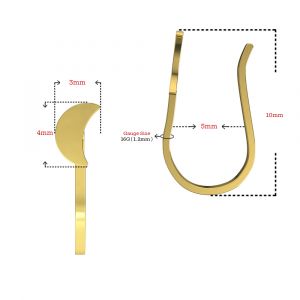 14K Yellow Gold Crescent Moon Fake Non Piercing Cuff Jewelry