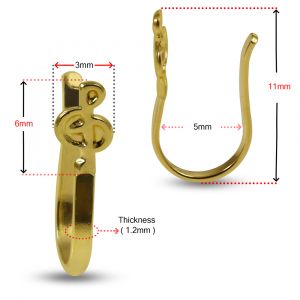14K Yellow Gold Treble Clef Fake Non Piercing Charm Cuff Jewelry