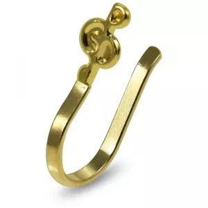 9K Yellow Gold Treble Clef Fake Non Piercing Charm Cuff Jewelry