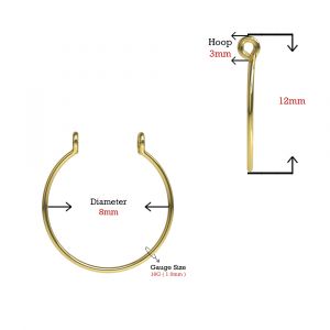 14K Yellow Gold Classic Hoop Non Piercing Cuff Jewelry