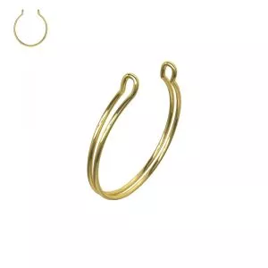 14K Yellow Gold Simple Non piercing Nose Cuff Clip 