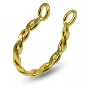 9K Yellow Gold Twisted Elegant Non Piercing Cuff Jewelry