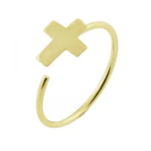 Hoop Nose Ring - 14K Gold Cross Open 