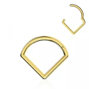 14K Gold Triangle Hinged Segment 18G Septum Clicker Ring