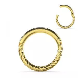 9K Gold Twisted 18G Hinged Segment Clicker Ring