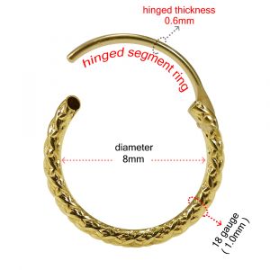 14K Gold Laser Cut Hinged segment Hoop Ring for Nose and Ear
