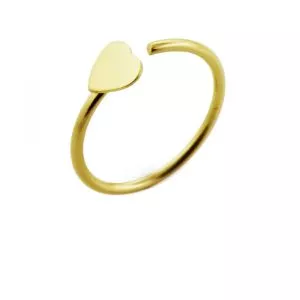 14K Gold Heart Open Gold Nose Hoop