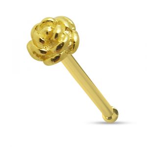 14K Gold Rose Ball End Nose Pin